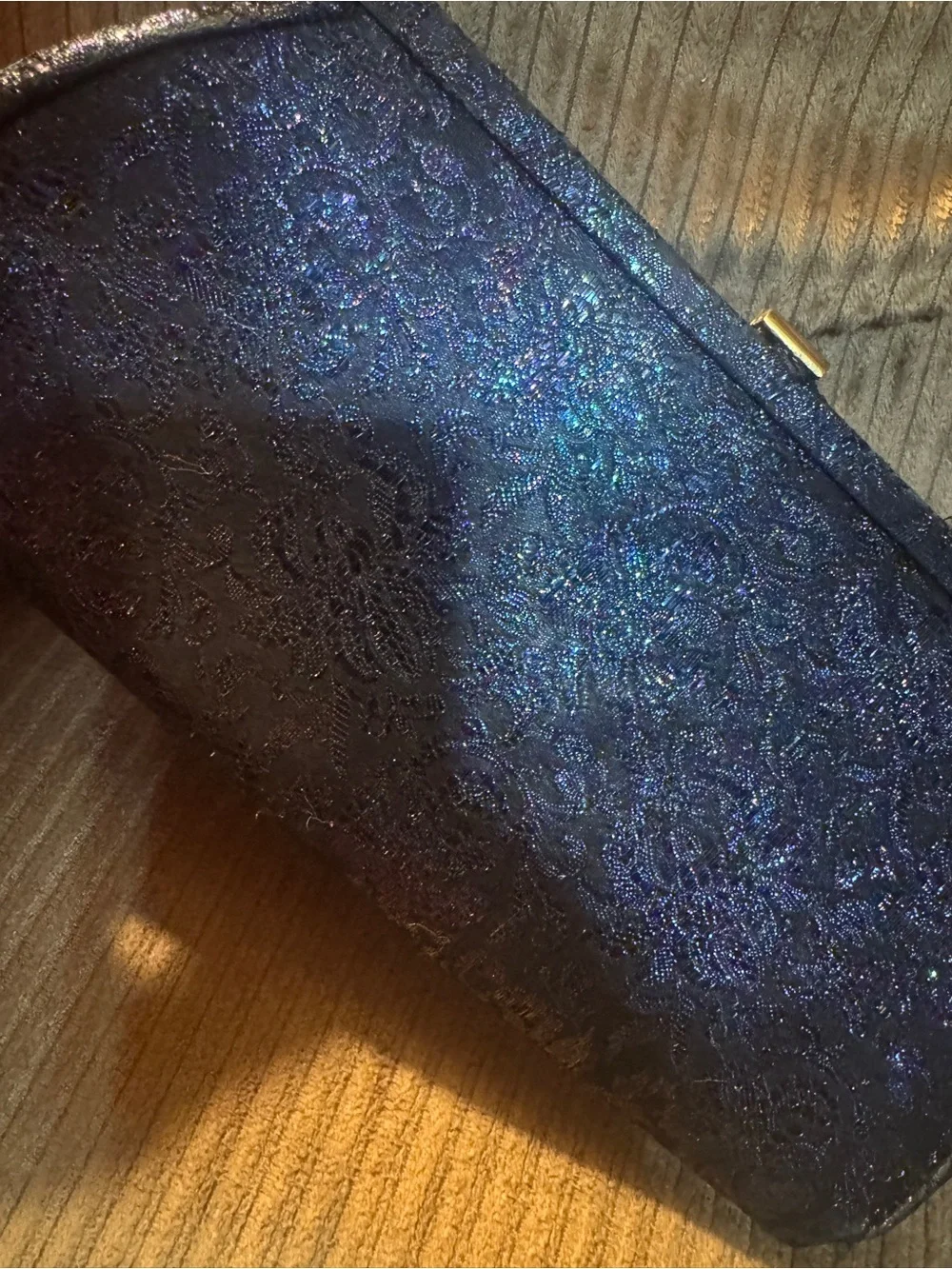 Black Iridescent Lace Evening Clutch